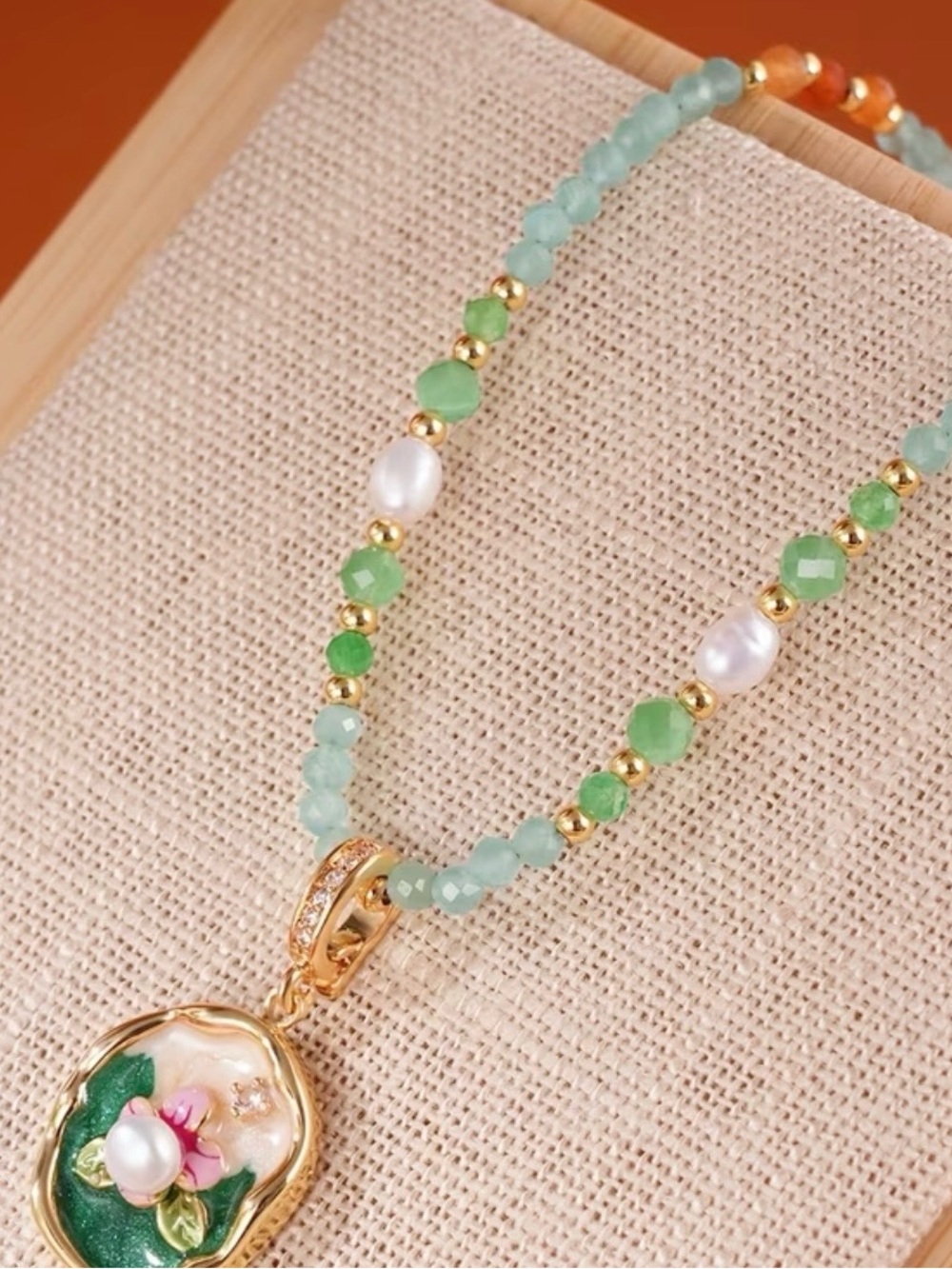 Gold Floral Freshwater Pearl Pendant Necklace